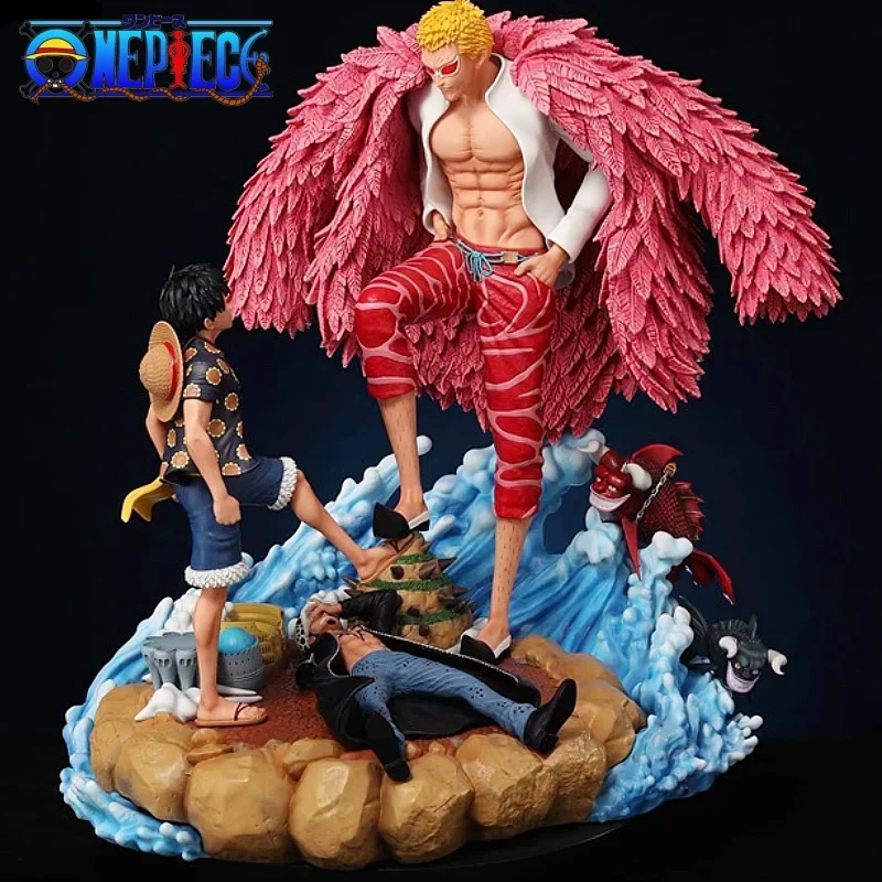 

21cm One Piece Figure Donquixote Doflamingo Vs Luffy Anime Figure Luffy Figure Gk Statue Model Doll Decoration Toy Birthday Gift