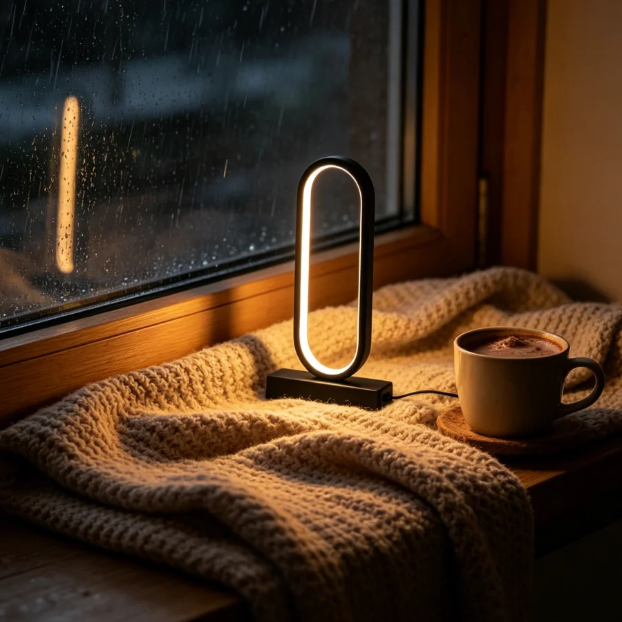 1PC 현대식 타원형 LED 테이블 램프, 따뜻한 백색 주변 조명, 발코니, 침..
