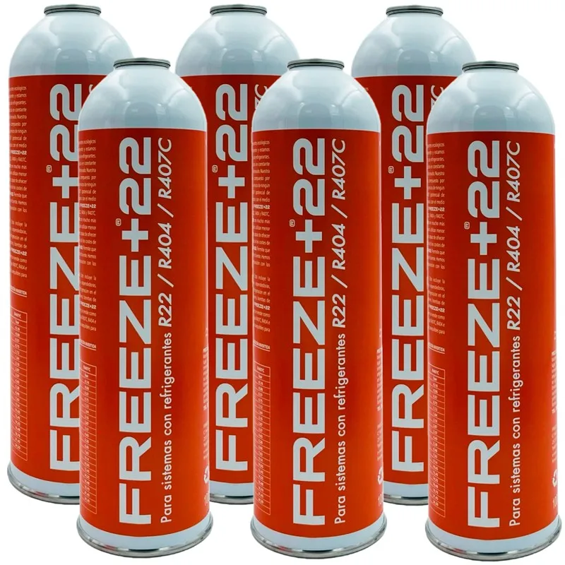 Pack 6 Bottiglie Gas Refrigerante Eco-Friendly Freeze + 22 R22-R404-R407C