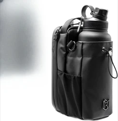 Versatile Magnetic Water Bottle Sling with Phone Pocket for Gym, Travel, and Sports (Black)