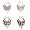 Y1AC Women Strappy Backless Beach Crop Top Butterfly Embroidery Halterneck Camisole