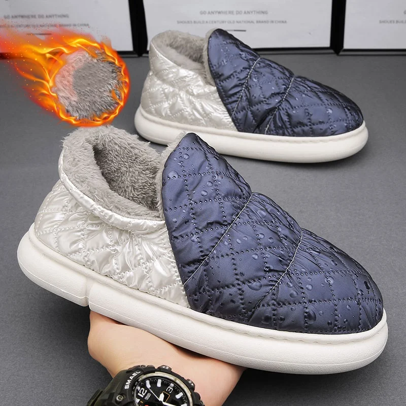 Cotton Slippers for Men and Women in Autumn and Winter, Non-Slip, Warm and Cold-Proof Cotton Shoes for Couples, Fleece-Lined and Thickened Cotton Slippers