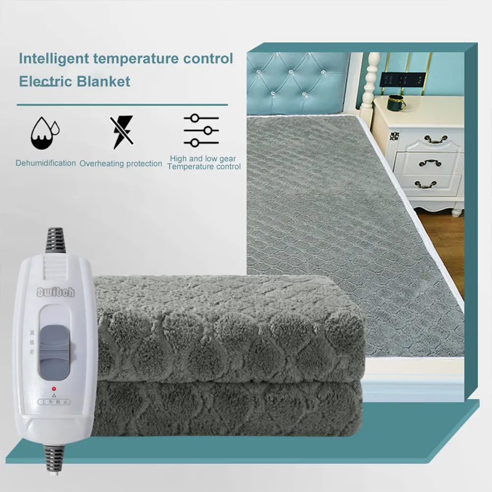 Electric Blanket Winter Fleece Heated Blanket Body Warmer Velvet Thermal Blanket Automatic Thermostat Heated Mattress For Bed