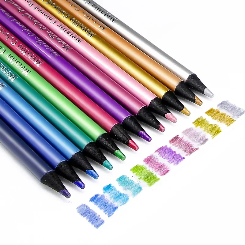 

Профессиональные Металлические чертежные цветные художественные карандаши для 12 рисования набор художественных принадлежностей цветная раскраска