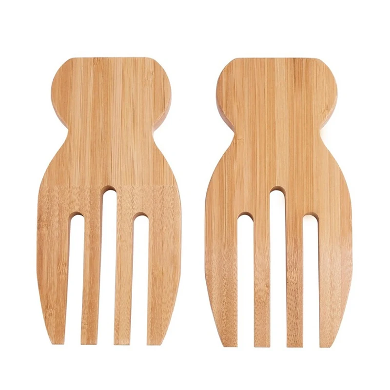 Salad Hands 2Pcs Salad Hands Bamboo Salad Servers Large Fruit Pasta Serving Set Mixing Fork Claws Cooking Helper Kitchen Tools Gadget