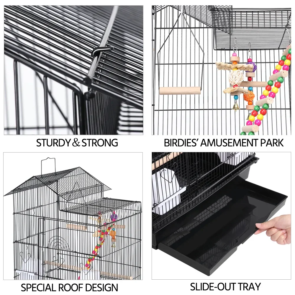Bird Cage with perches and toys 4