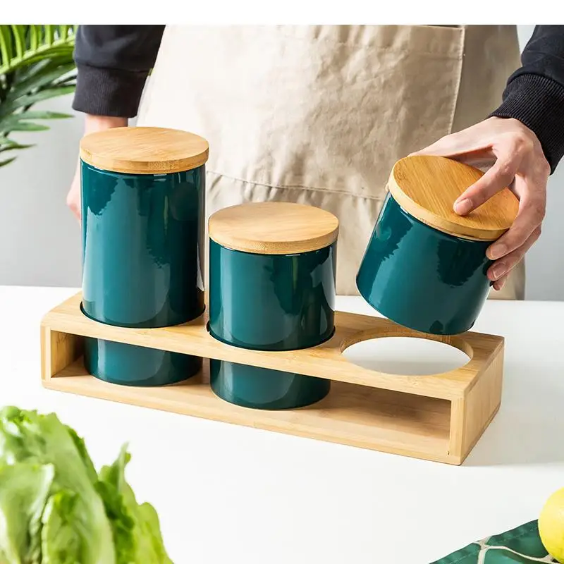 Creative Ceramic Storage Jar Tea Coffee Tank with Lid Sealed Jar Household Kitchen Dried Fruit Nut Storage Tanks Snack Candy Can