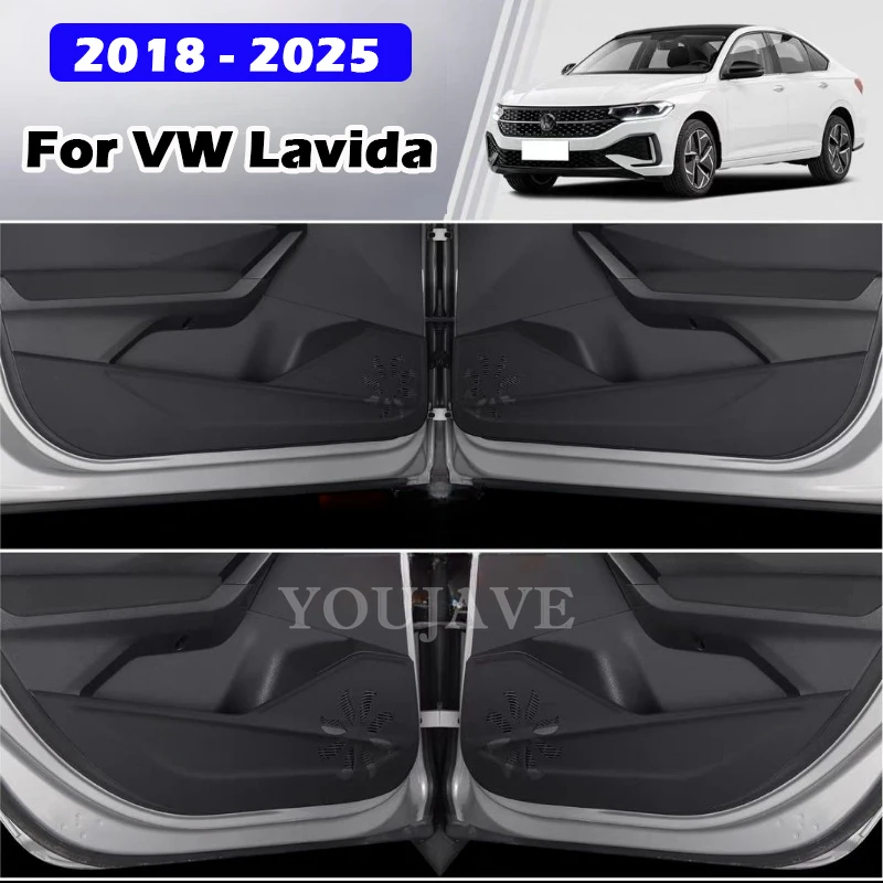 폭스 바겐 VW Lavida Lavida-XR 2018-2025 자동차 도어 안티 킥 매트 가죽 보호대 커버 트림 스티커 인테리어 액세서리