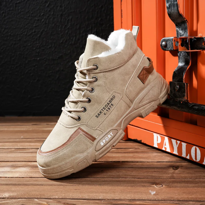 

Men Snow Boots Winter Ankle Boots for Men Warm Lace-up Men Shoes New Fashion Flock Plush Winter Boots Fur Men Sneakers Big Size