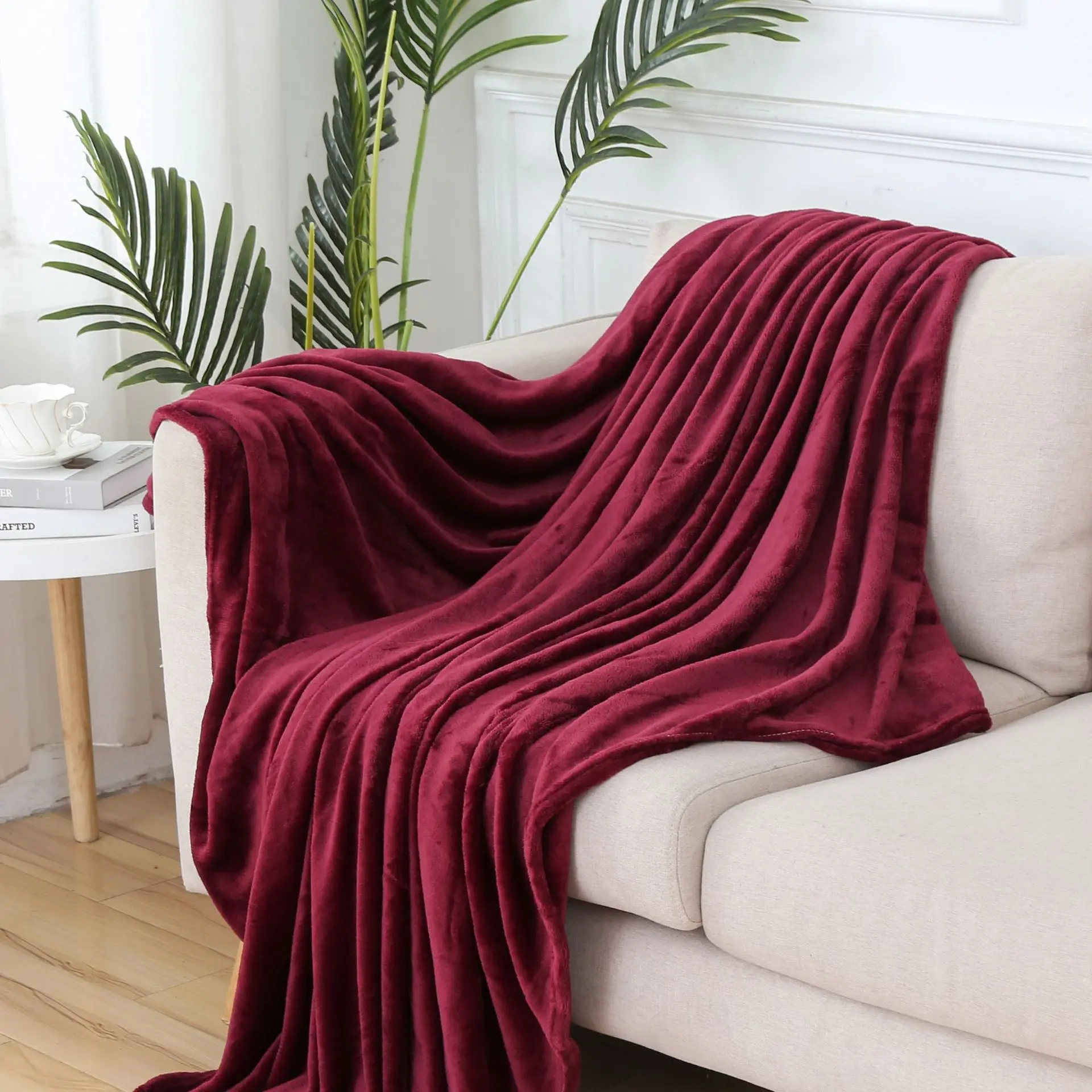 Manta de franela de color sólido, manta de terciopelo coral, manta para la siesta, manta para aire acondicionado, manta multifuncional