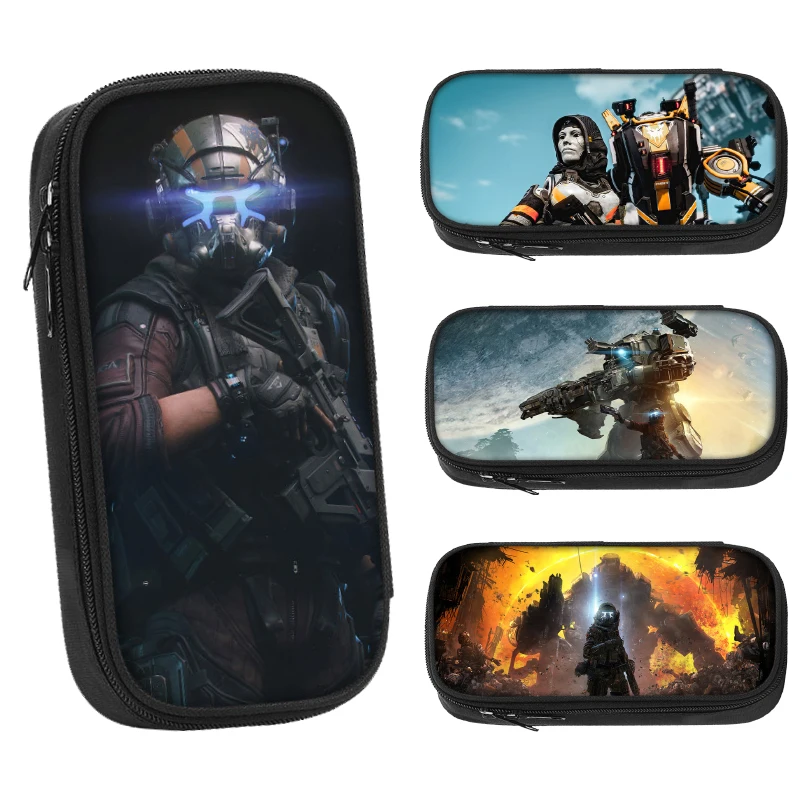 

21cm X 10cm Titanfall First Person Shooting Game Pencil Cases Bag Occlusion Scratch Customizable Student Canvas Stationery Items