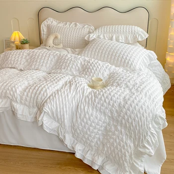 Korean Lace Seersucker Bedding Set 9