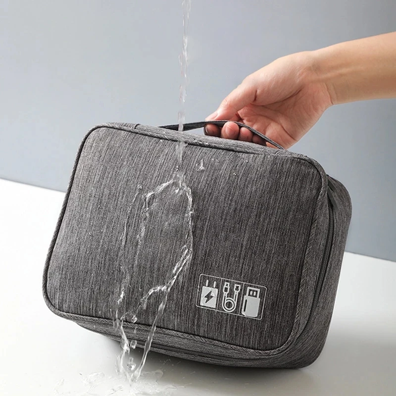 Travel Portable Electronic Organizer Waterproof Data Line USB Data Line Charger Storage Bag With Handle Cable Organizer cable storage box