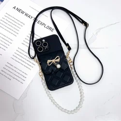 Crossbody Lanyard Leather Strap Wallet Case with Card Slot - MOTO G96 5G (Pearl)