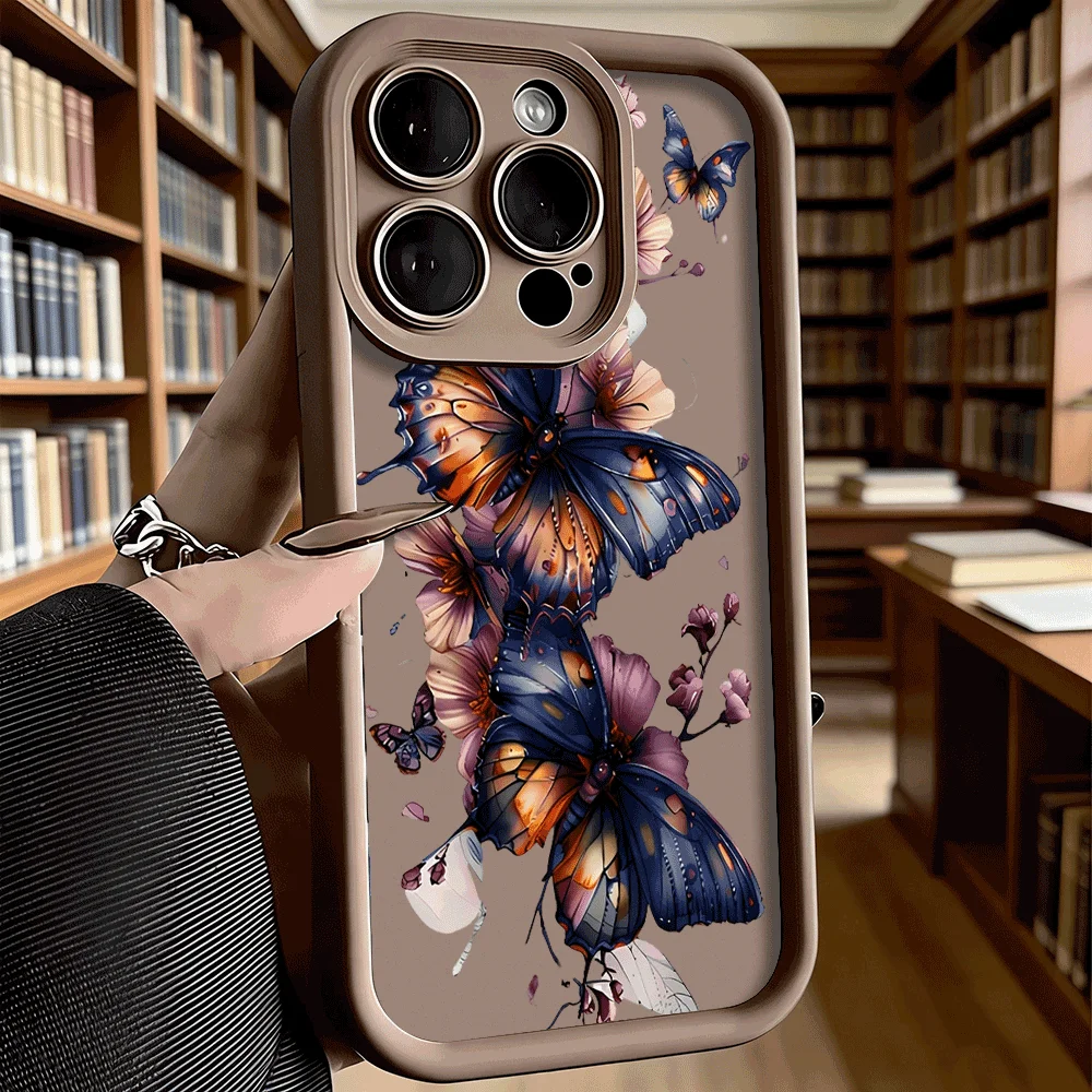Elegant Watercolor Butterfly Flower Art Soft Shockproof Phone Case - Anti-Fall Protective Back Cover