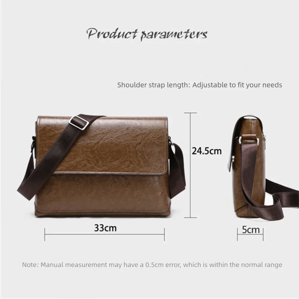Luxury PU Leather Crossbody Bag - Multifunctional Vintage Men's Business Handbag