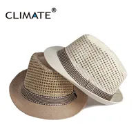 CLIMATE Cool Summer Fedora Retro Cool Men Solid Straw Bowler Hat Cap Vintage Breathable Paper Hat Summer Top Hat Cap for Men 3