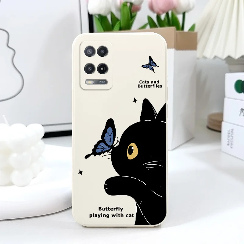 Elegant Cat & Butterfly Design Phone Case - Artistic Protective Cover