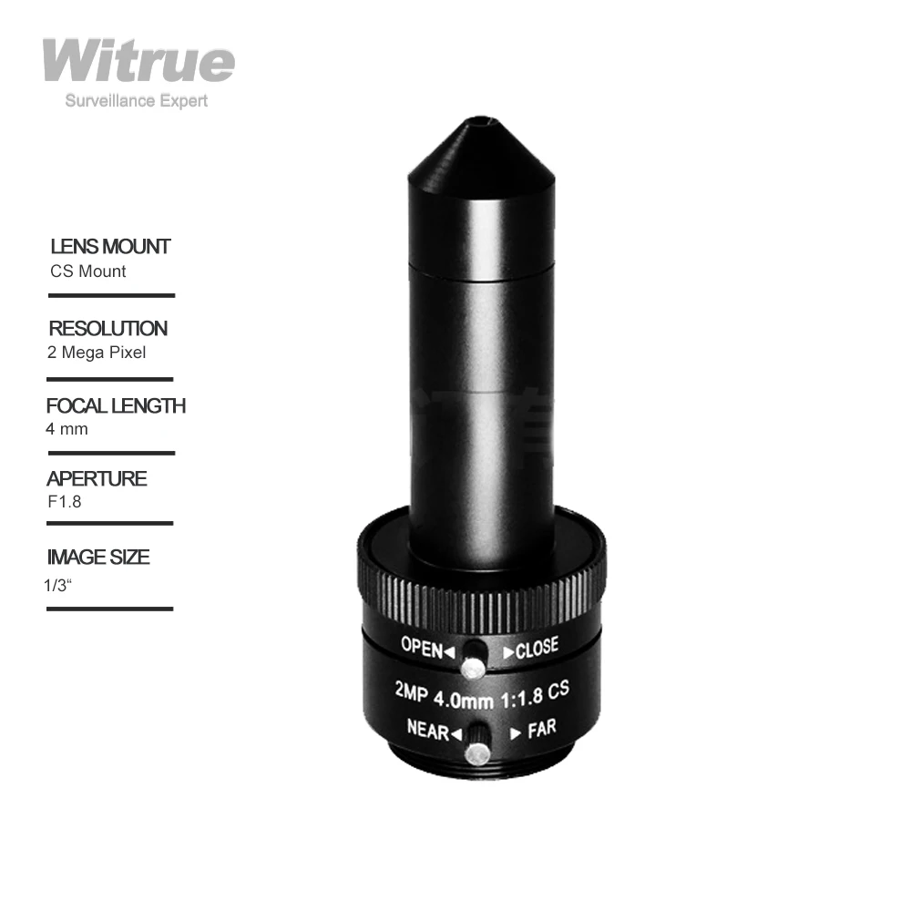 

Witrue Pinhole Lens CS Mount HD 2MP 1080P 4MM Aperture F1.8 Format 1/3" Manual Iris for Industrial CCTV Cameras