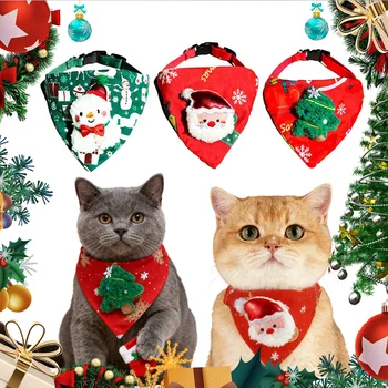Cute Adjustable Christmas Dog Collar Dirt-resistant Christmas Decor Dog Bandanas Universal Soft Cat Collar Pet Scarf Decoration