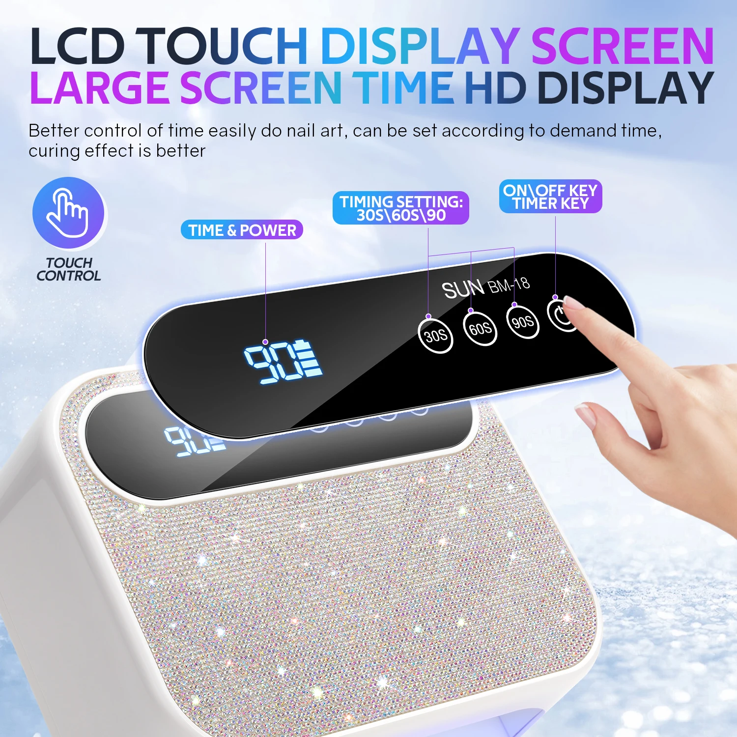 Rechargeable 168W Nail Drying Lamp With Rhinestones Wireless 42LEDS Gel Polish Drying Machine Manicure Cordless UV LED Nail Lamp 2