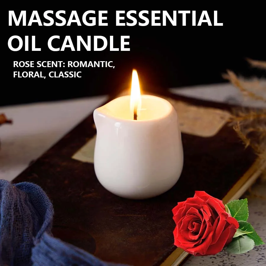 sensual low heat Massage Oil Candle Hydrating Body Care Coconut wax home decor Valentines Christmas gift Scarlet Rose 1.69 oz