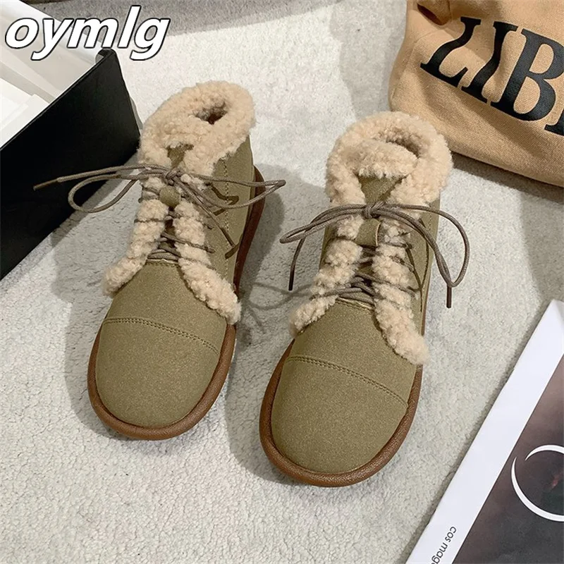 Snow boots for women in winter 2023 new lace up plush shoes plush and thick insulation cotton boots for women in cotton shoes
