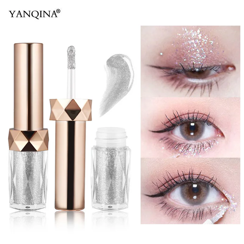 Yanqina Glitter Shine Eyeshadow Cream Stick Shimmer Eye Shadow Liquid Pen Cosmetics Makeup Luminous Shadows Make Up Gloss Metal