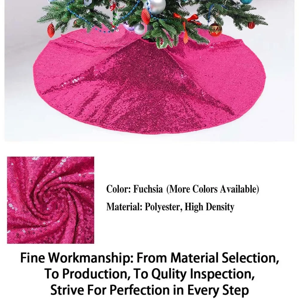 Description Picture 6 of item60/76//90/122cm Christmas Tree Skirt Pearlescent Sequin Glitter Xmas Tree Mats Blanket Floor Cover Carpet Floor Mat
