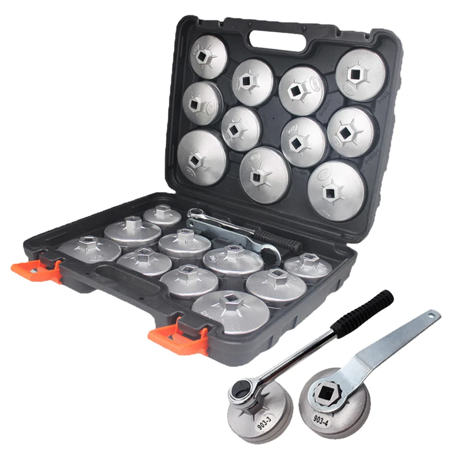 Kit Chiavi A Tazza Per Filtro Olio AB Tools-US Pro - Set Da 65mm A 100mm, 13 Pezzi In Acciaio Cromo Vanadio, Con Adattatore E Custodia - 2