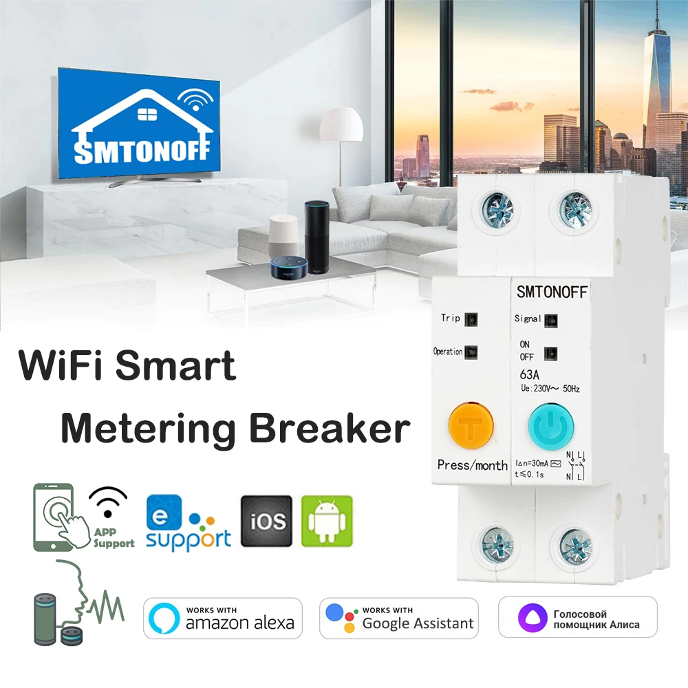 SMTONOFF Ewelink WIFI Smart Energy Meter Kwh Metering Monitoring ...