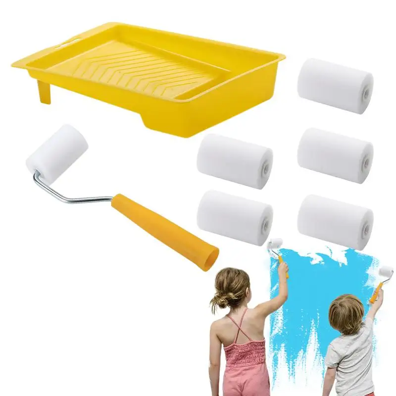 

Paint Edger Roller Brush Mini Painting Brush Kit Combo With Paint Tray Handheld Clean-Cut Paint Edger With Handle Interior