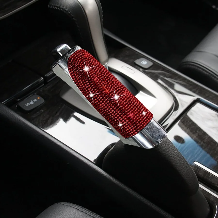 Luxury Bling Car Gears Handbrake Cover Car Decoration Styling Diamond Pink Assessoires Interior for Women Girls hand brake cover