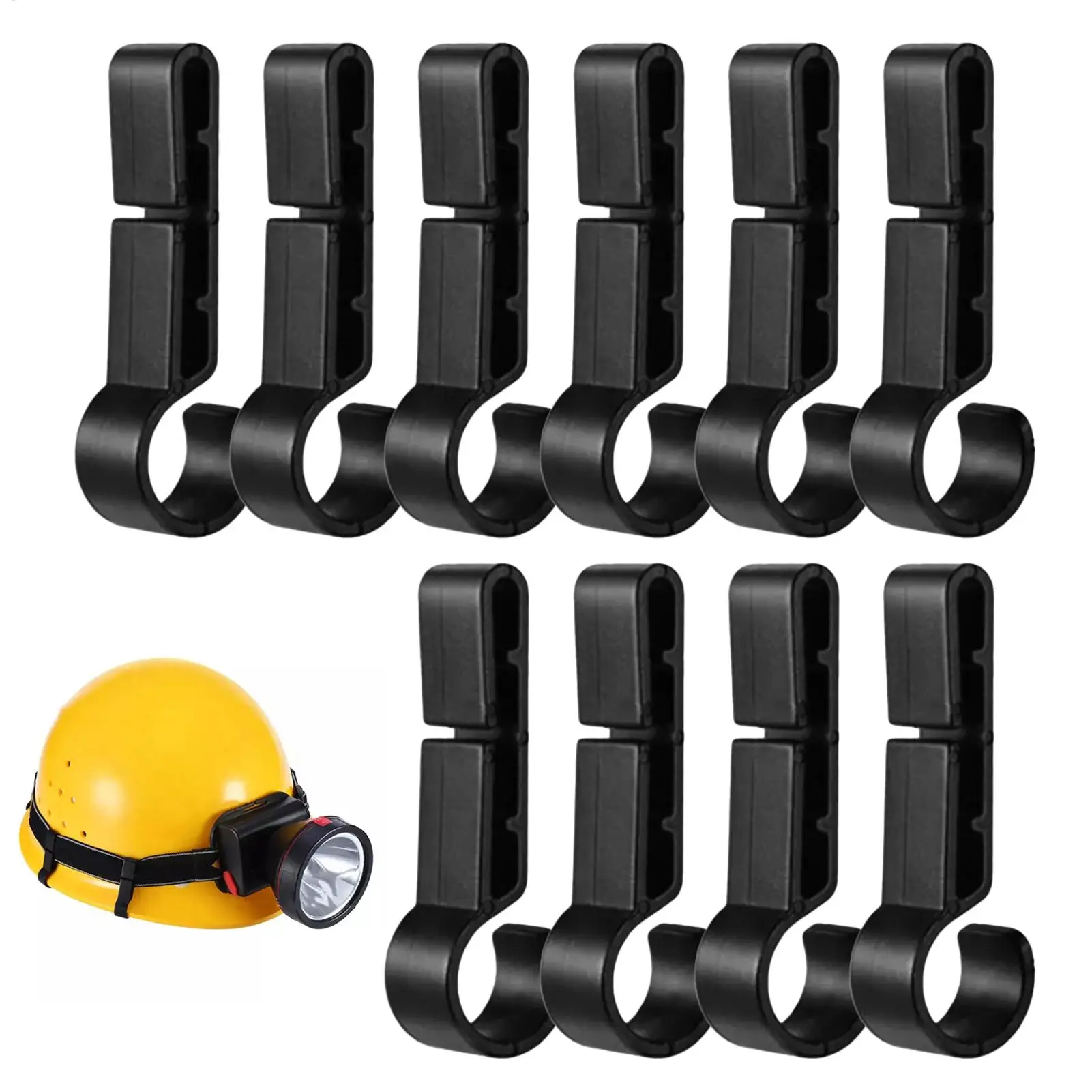 Hard Hat Clips for Headlamp 10-Pieces Headlight Holder Helmet Hooks Hard Hat Gear Attachment for Hard Hat Use in Construction
