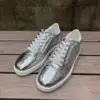 Outdoor Silver Round Head Sneakers Unisex Casual Women Shoes Fall Lace-up Fashion Soft Sole Shoes Zapatos Mujer