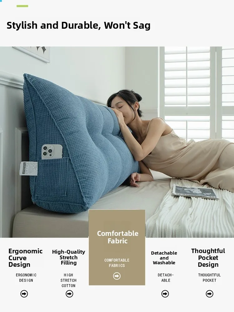 Modern mat e Bede Pillow Soft Plu Tat Bed Headrest Mobile Phone Play Waist Support Bed Barest Pad