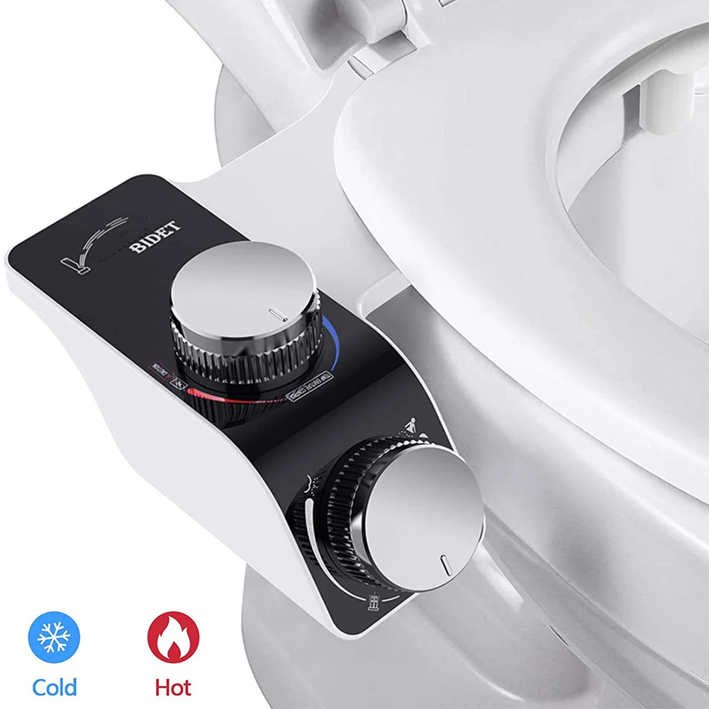 Bidet ATTACHMENT Self-ทําความสะอาดหัวฉีดคู่ที่นั่งปรับความดันน้ํา Bidet Sprayer พร้อมท่อ Non-ไฟฟ้า EU/US/AU 1