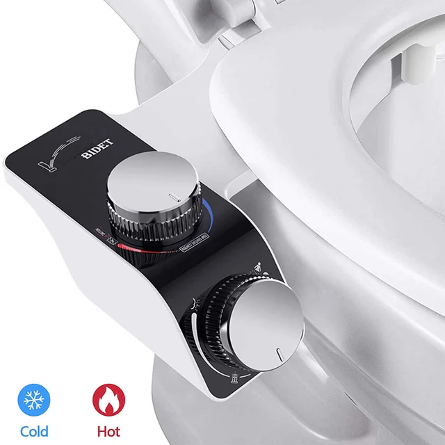 Bidet ATTACHMENT Self-ทําความสะอาดหัวฉีดคู่ที่นั่งปรับความดันน้ํา Bidet Sprayer พร้อมท่อ Non-ไฟฟ้า EU/US/AU 1