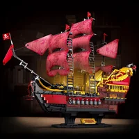 2088pcs Queen Annes Revenge Pirate Ship Building Blocks with LED Creative Red Pirate Boat Model Bricks Toys for Adult Kids Gifts 2