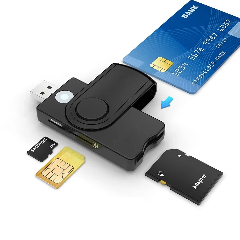 USB SIM Smart Card Reader for Windows 7 8 10 Linux OS bank card IC ID EMV SD TF MMC reader USB-CCID ISO 7816 UTHAI