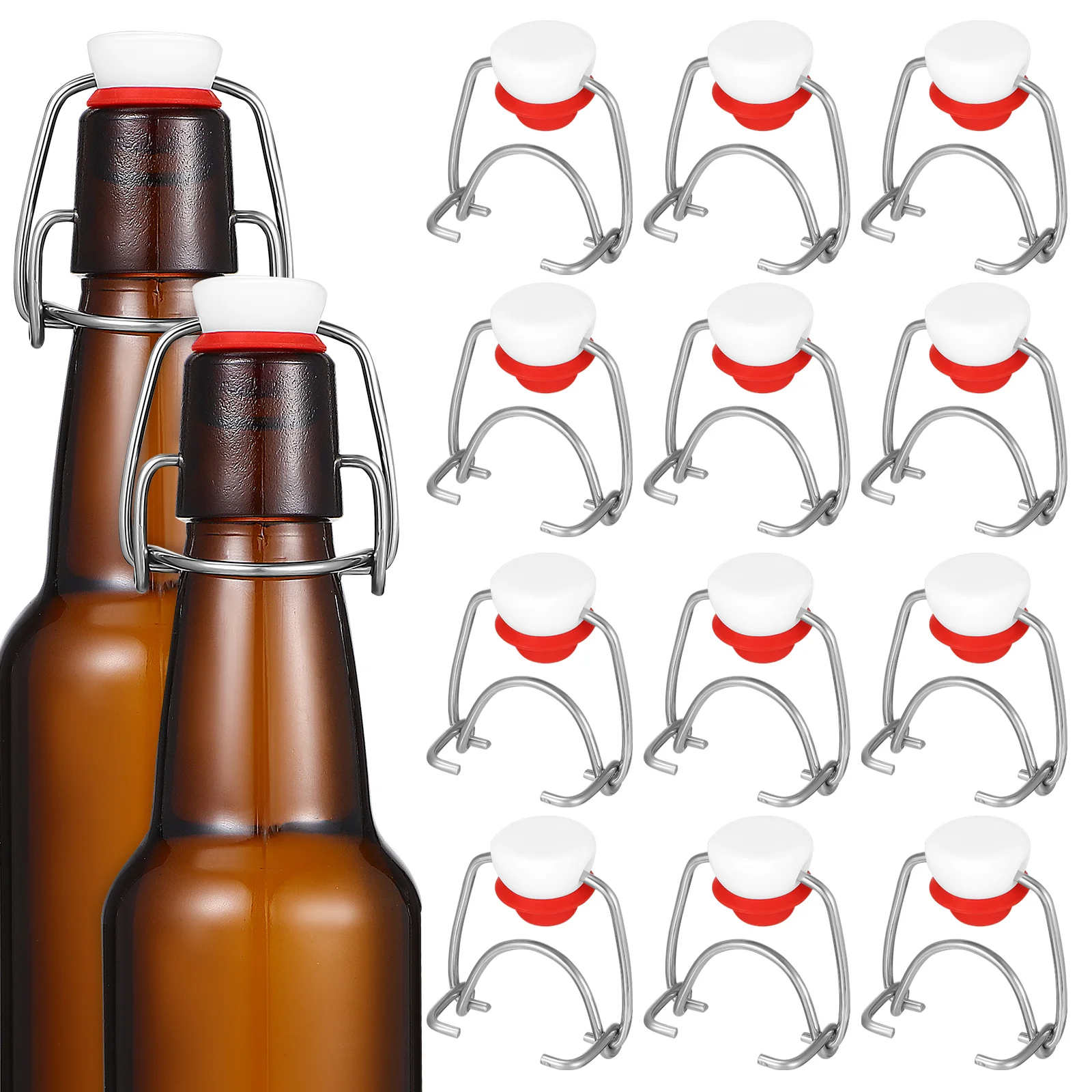 

12 Pcs Swing Top Bottle Caps Flip Top Bottle Replacement Caps Sealing Silicone Gasket Beer Bottle Caps Flip Top