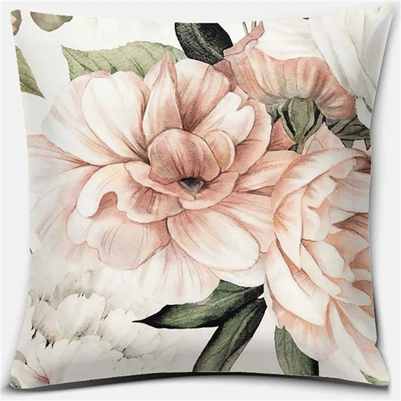 2022 Rose Peacock Floral Print Pattern Pillowcase Pink Blue Flower Square Pillowcase Sofa Car Home Office Home Decor 45x45CM 