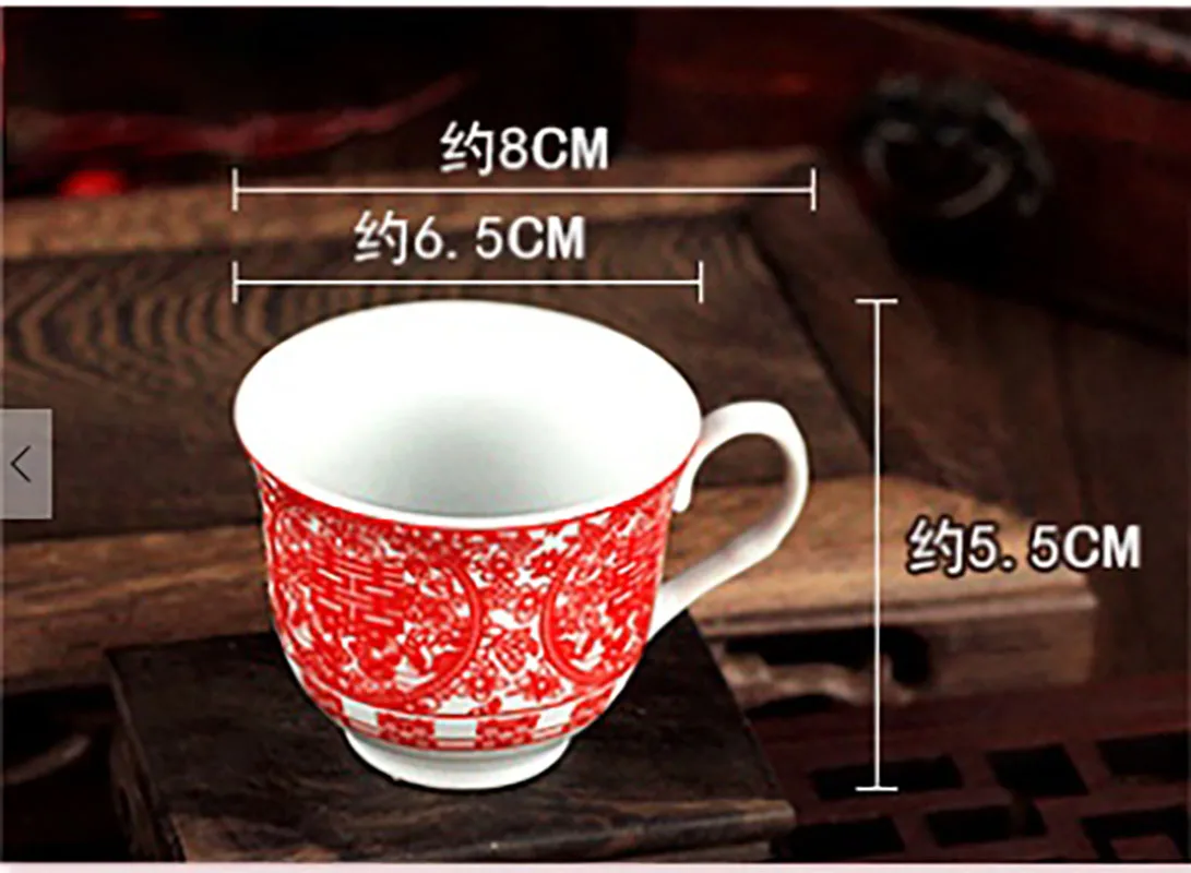 Chinese Tea Gift Set Service, Porcelain Tea Pot, Cups Tray for Newlywed Tea Ceremony, Wedding Party, Home Decor, Double Happin