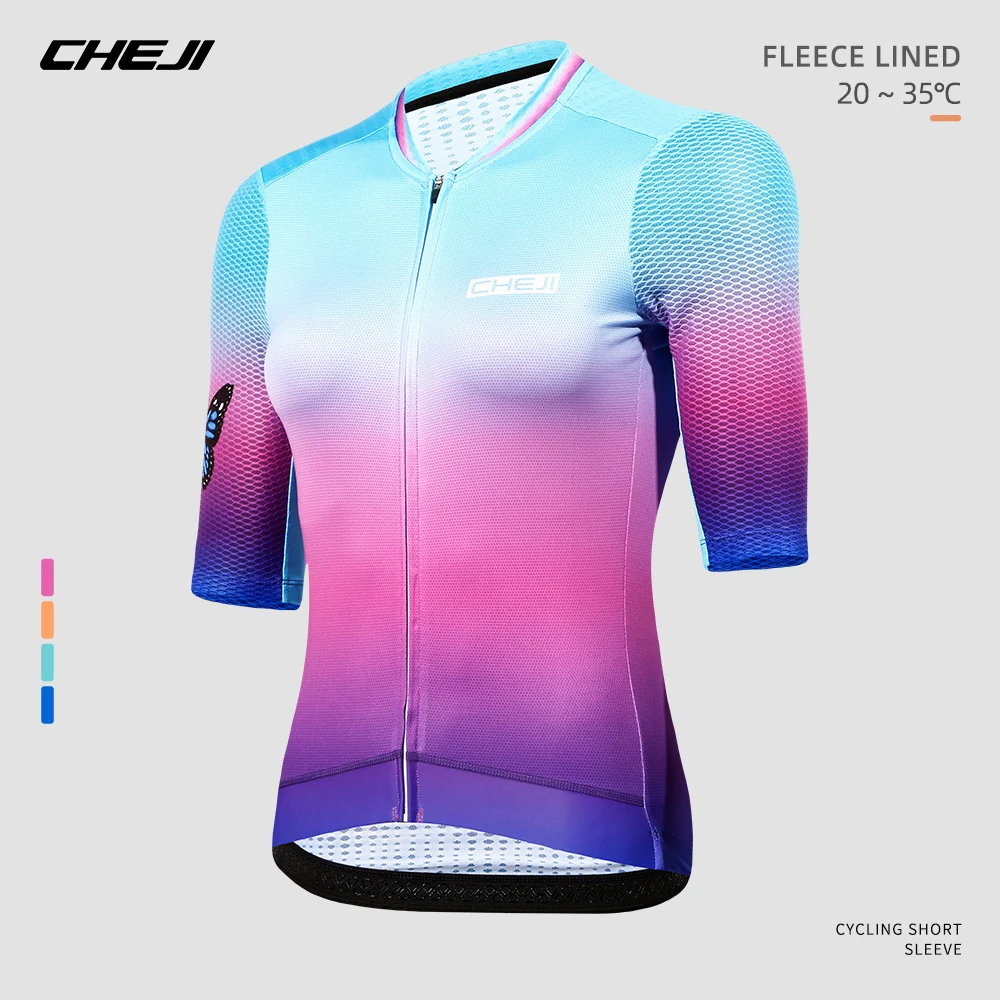 CHEJI Women cycling jersey, summer cycling shirt, sport shirt, short-sleeved clothing for bicycles