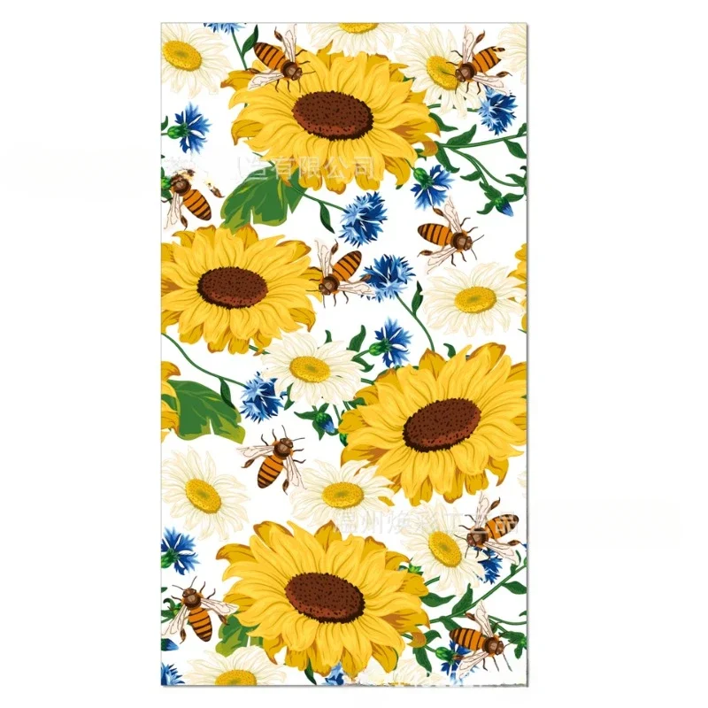 20pcs/pac 33*40cm Sunflower Bee Spring Flower Long Tissue Paper Holiday Party Disposable Decoration Paper DIY Towels