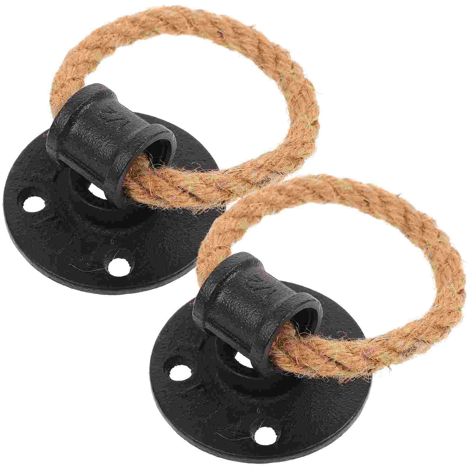 

Barn Door Handles Rope Pull Ring Wardrobe Knobs Drawer Wooden Sliding Black Drawers