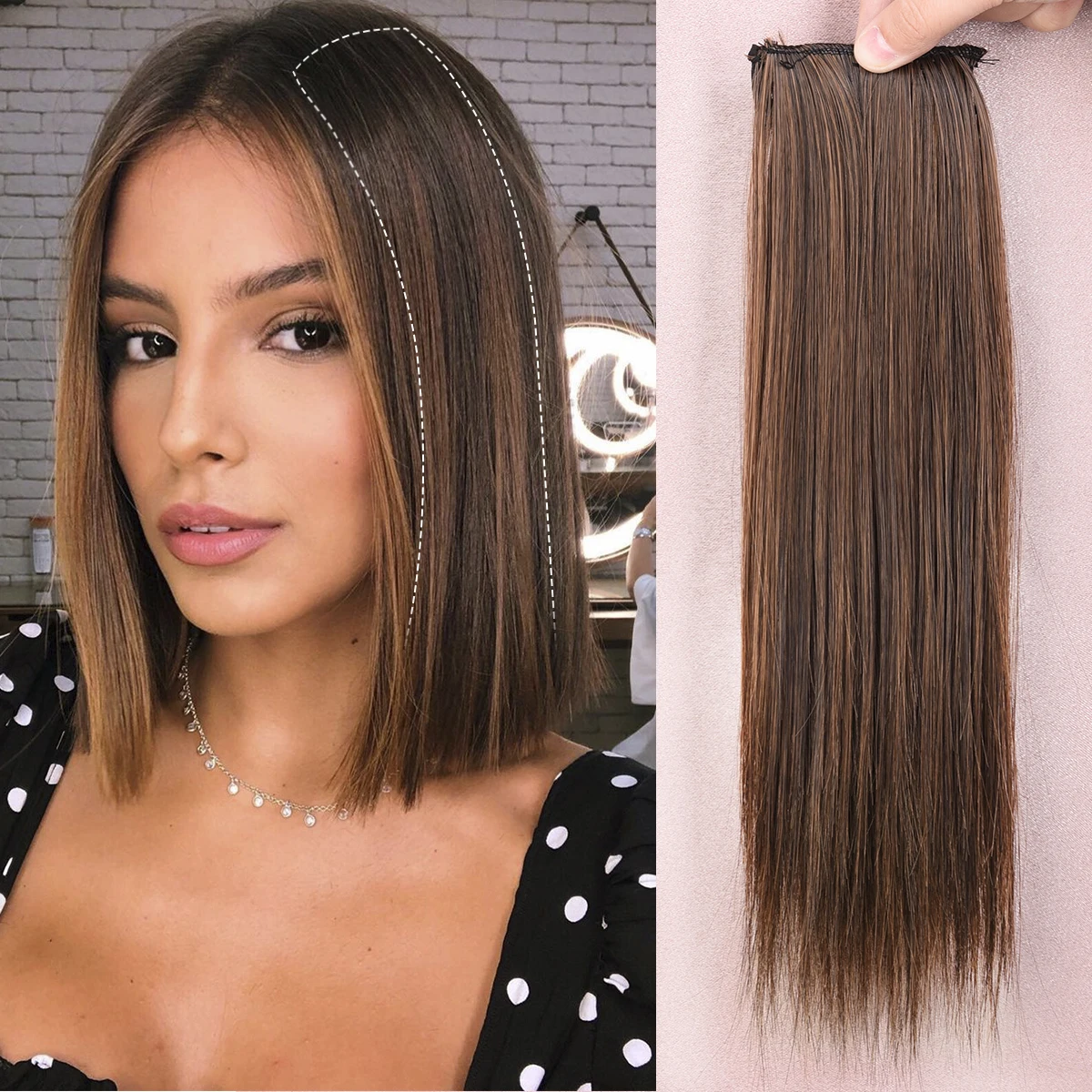 Silike Clips in Hair Piece Synthetic Hair Extensions Invisible Hairpin