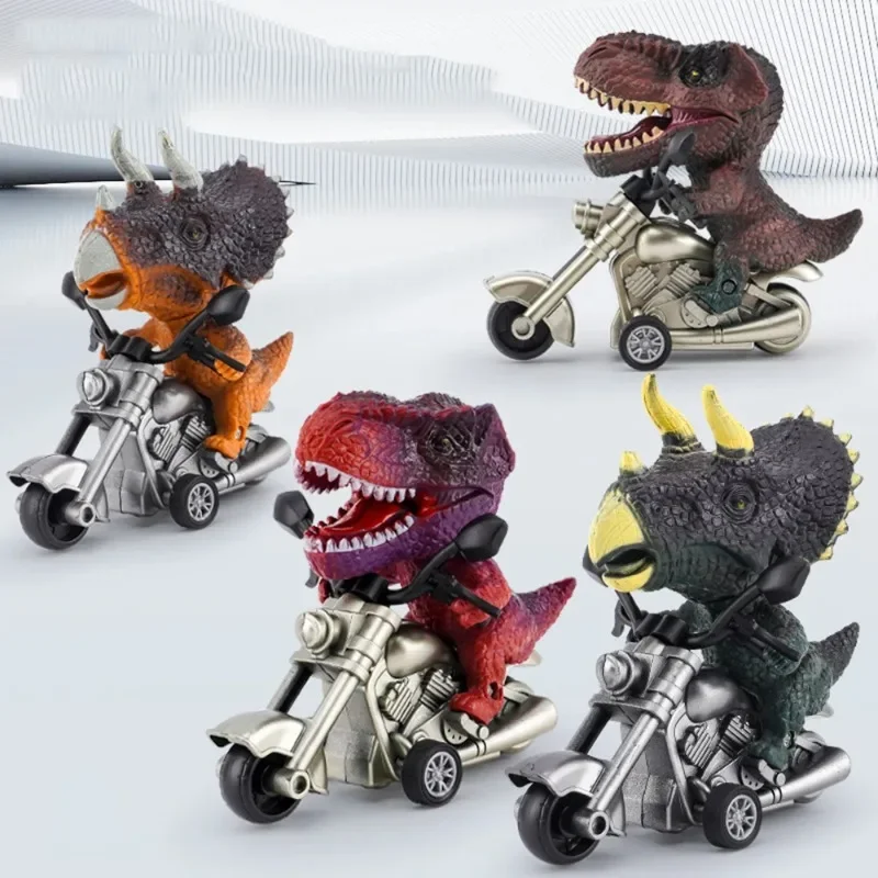 Dinosaur Model Toys Pull Back Inertia Car Dinosaur Modeling Pullback Motorcycle Simulation Locomotive Car Miniatures Item Animal Figurines Dinosaur Toys Childrens