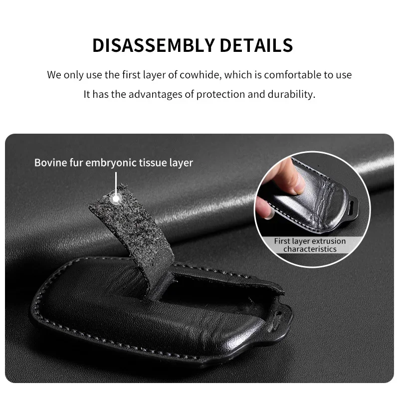 Premium Leather Car Key Case Cover with Keychain - Luxury Auto Accessories