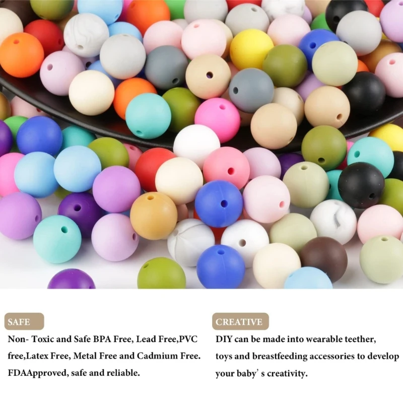 

Silicone Beads Jewelry Making Kits Teething Bracelet Loose Bead DIY Accessory